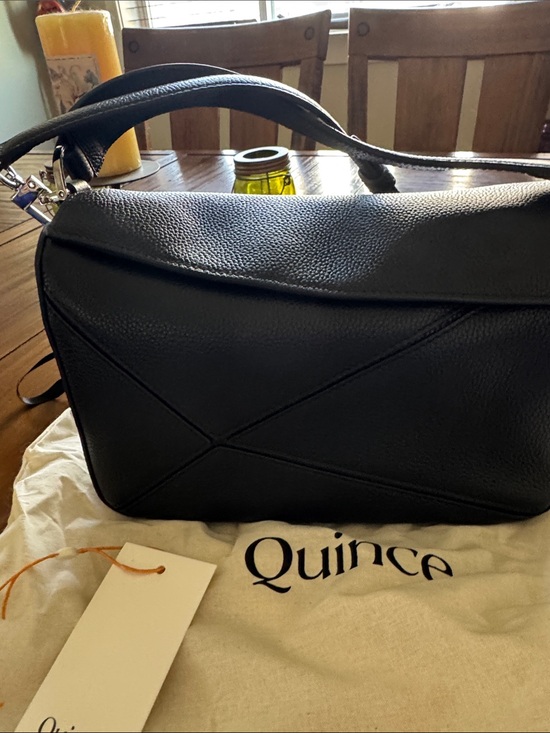 Quince Handbags - Quince Black Structured Leather Shoulder Bag